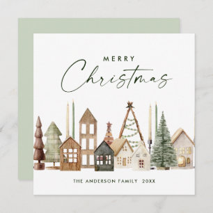 Neutral Minimalist Boho Christmas Composition Holiday Card