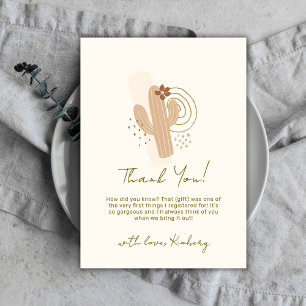 Neutral Minimalist Boho Desert Cactus Baby Shower Thank You Card
