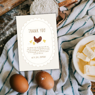 Neutral Minimalist Boho Little Chicken Baby Shower Thank You Card