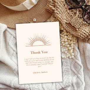 Neutral Minimalist Boho Sunshine Baby Shower Thank You Card