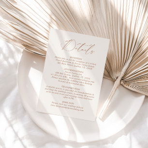 Neutral Minimalist Boho Wedding Details Enclosure Card