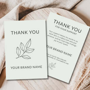 Neutral Minimalist Botanical Business Handcrafted Thank You Card
