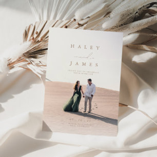 Neutral Minimalist Chic Script Photo Wedding Invit Invitation