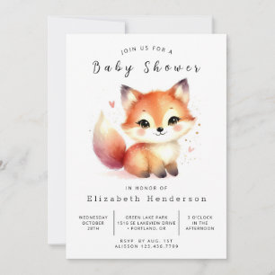 Neutral Minimalist Fox Baby Shower  Invitation