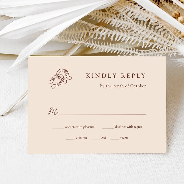 Neutral Minimalist Horseshoe Wedding | Meal Choice RSVP Card (Creator Uploaded)