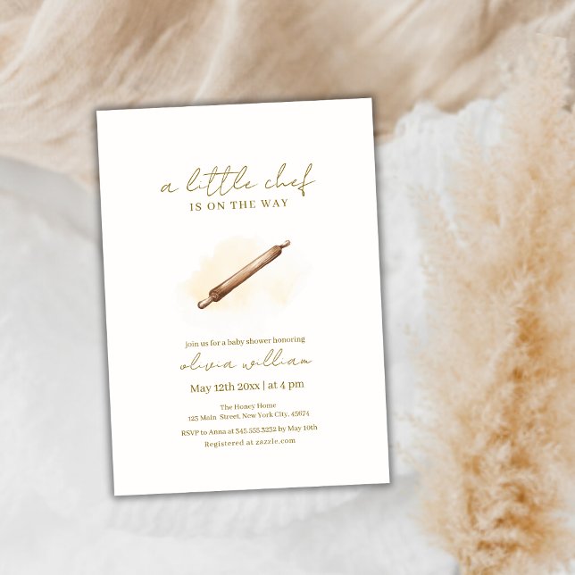 Neutral Minimalist Little Pastry Chef Baby Shower Invitation (Neutral Minimalist Little Pastry Chef Baby Shower Invitation)