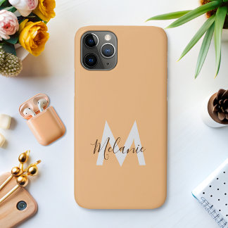  Neutral Minimalist modern orange monogram  iPhone 11 Pro Case