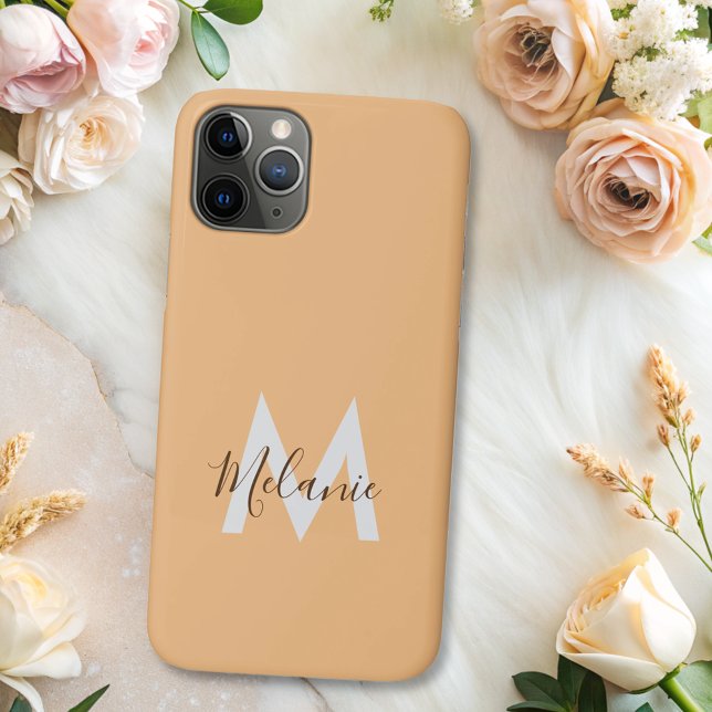  Neutral Minimalist modern orange monogram  Case-Mate iPhone Case (Creator Uploaded)