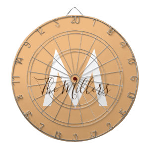  Neutral Minimalist modern orange monogram  Dartboard