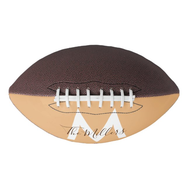  Neutral Minimalist modern orange monogram  Football (Front)