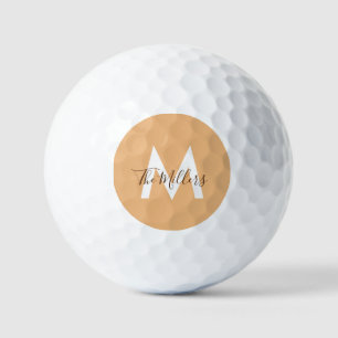 Neutral Minimalist modern orange monogram  Golf Balls