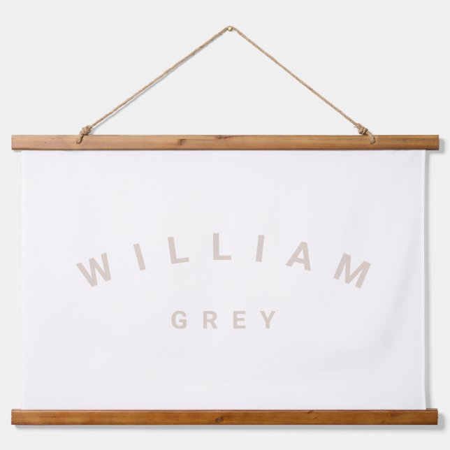 Neutral Minimalist Name Nursery Decor Hanging Tapestry (Front)