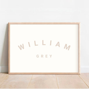 Neutral Minimalist Name Nursery Decor Poster