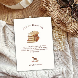 Neutral Minimalist New Chapter Book Baby Shower Thank You Card