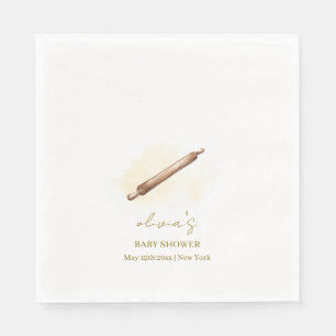 Neutral Minimalist Pastry Chef Baby Shower  Napkin