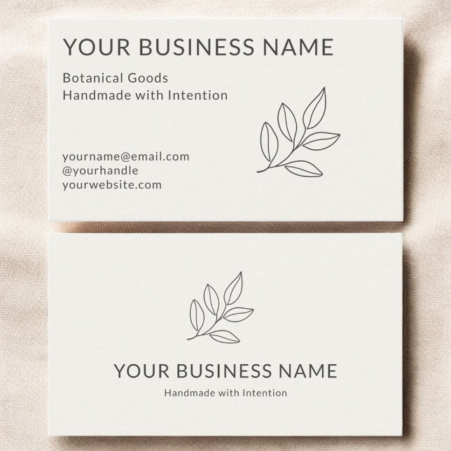 Neutral Minimalist Simple Botanical Small Business Card (Creator Uploaded)