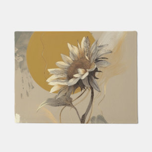 Neutral Minimalist Sunflower Outline Doormat