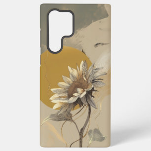 Neutral Minimalist Sunflower Outline Samsung Galaxy Case
