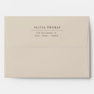 Neutral minimalist wedding return address envelope