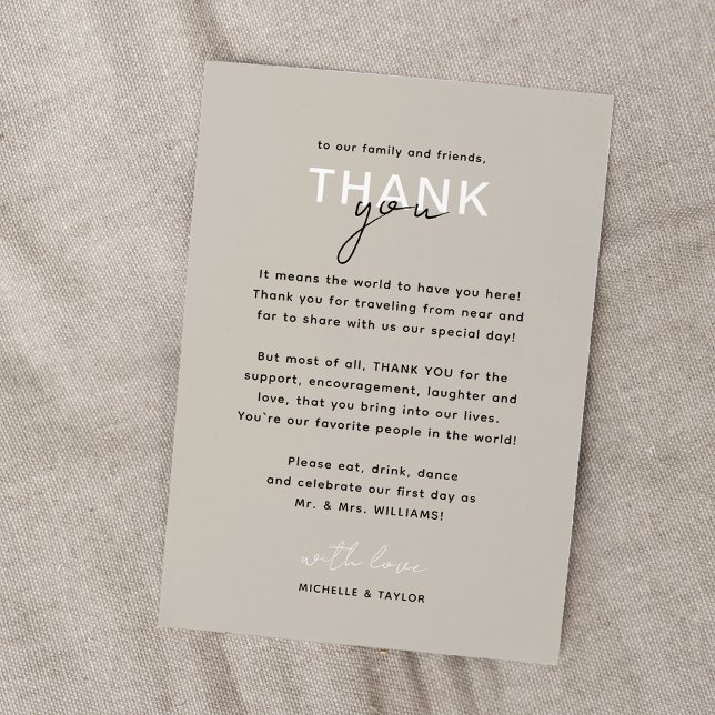 Neutral Minimalist Wedding Thank You Card (Creator Uploaded)