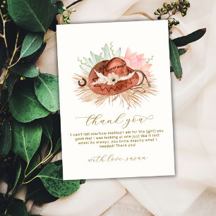 Neutral Modern Boho Cactus Cowboy Hat Baby Shower  Thank You Card