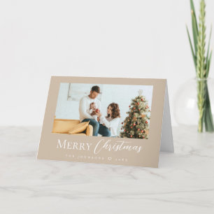 Neutral Modern Family Christmas photo Holiday Card