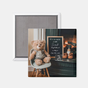 Neutral modern minimal pregnancy announcement gift magnet