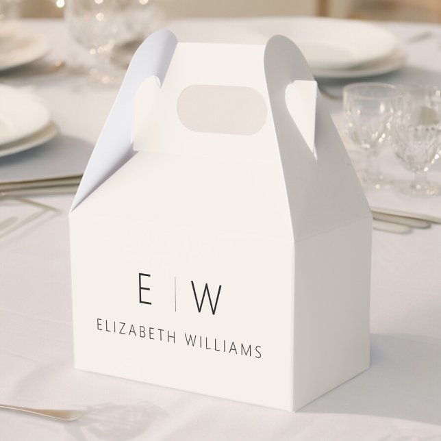 Neutral Modern Minimalist Monogram Name Favour Box (Creator Uploaded)