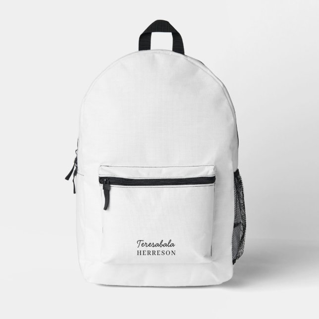 Neutral Modern Minimalist Stylish Monogram Printed Backpack (Front)