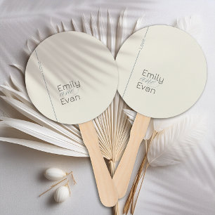 Neutral Modern Minimalist Wedding Program Hand Fan