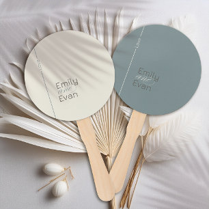 Neutral Modern Minimalist Wedding Program Hand Fan