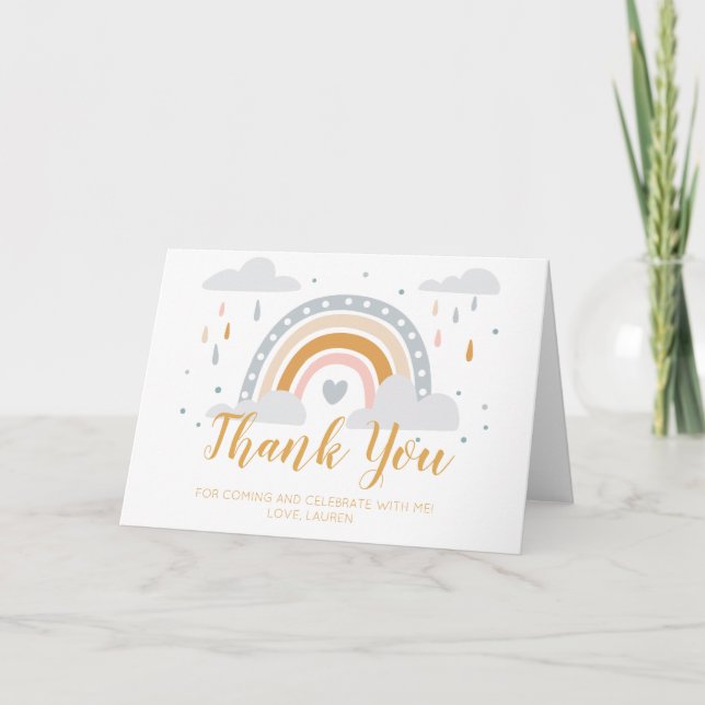 Neutral Modern Rainbow thank you card (Front)