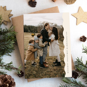 Neutral Modern Simple Wavy Two Photo Christmas Holiday Card