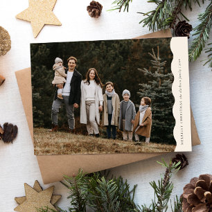Neutral Modern Simple Wavy Two Photo Christmas Holiday Card