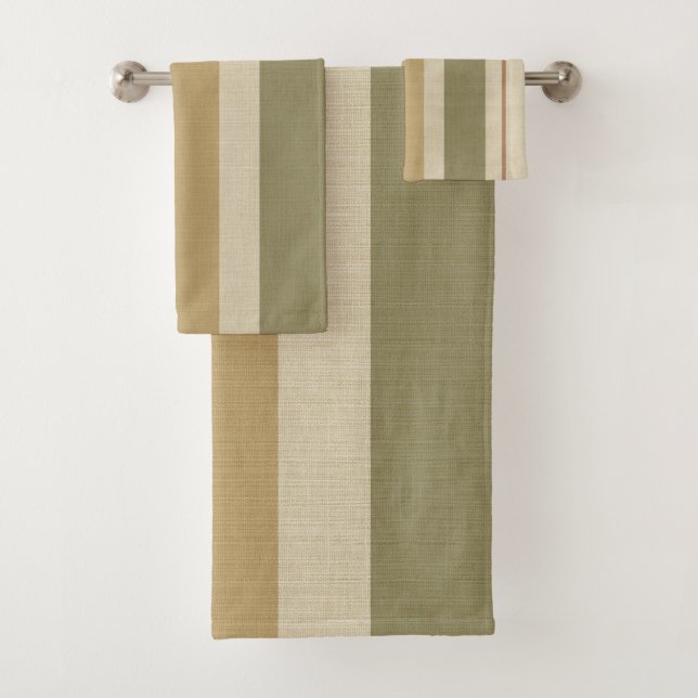 Neutral Modern Stripes Bath Towel Set (Insitu)
