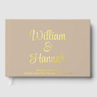 Neutral Modern Wedding Sand with Gold Hardcover