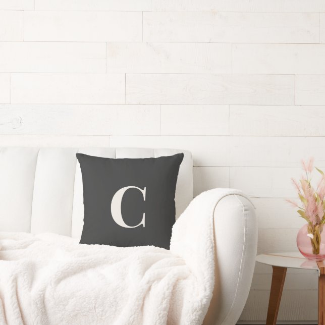 Neutral Monogram Dorm Pillow | Ivory & Gray (Couch)