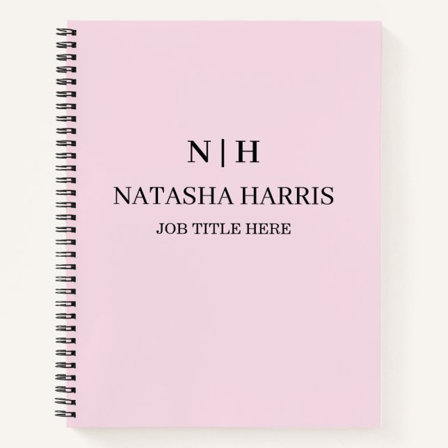 Neutral Monogram Professional Business notebook (Front)