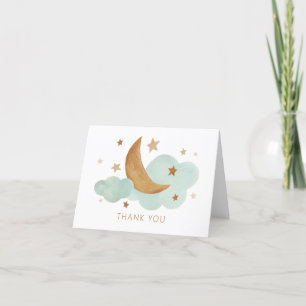 Neutral Moon and Stars Folded Thank You Card