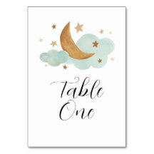 Neutral Moon and Stars Table Card