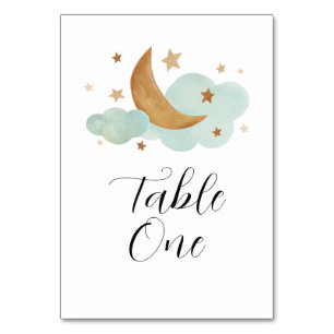 Neutral Moon and Stars Table Card