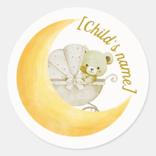 Neutral Moon Baby Shower Envelope Sticker Editable