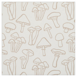Neutral Mushroom Woodland Forest Fungi Cottage Fabric