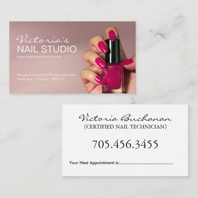 Neutral Nail Tech Appointment Card  (Front/Back)