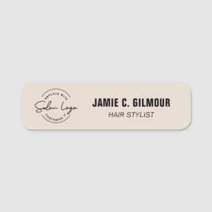 Neutral Name Tag Custom Logo Salon hair stylist 