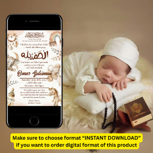 Neutral Newborn Baby Muslim Birth Announcement