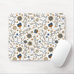 Neutral Nordic Floral Seamless Pattern Mouse Pad