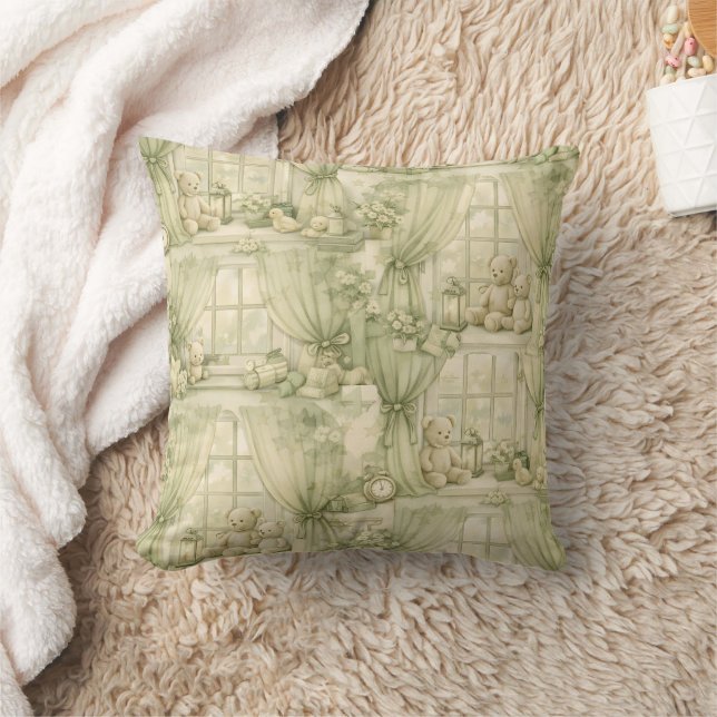 Neutral Nursery Teddy Bear Room Beige Pattern (2) Cushion (Blanket)