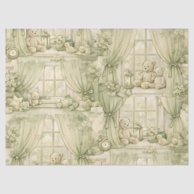 Neutral Nursery Teddy Bear Room Beige Pattern (2) Tissue Paper (Front)