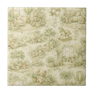 Neutral Nursery Teddy Bear Room Beige Pattern (3) Ceramic Tile